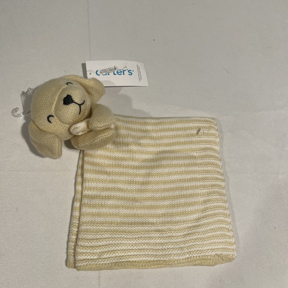 Carter's Other - NEW Carters Knit Puppy Dog Security Blanket White &‎ Yellow Striped Baby Lovey